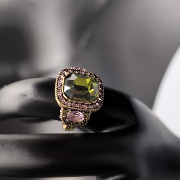 Heidi Daus| Bronze Toned Multicolored Green and Pink Crystal Ring - Picture 4 of 12